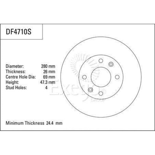 TRW Disc Brake Rotor 280mm DF4710S