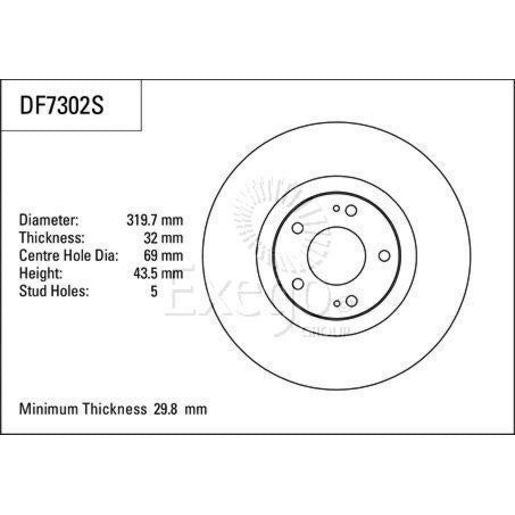 TRW Disc Brake Rotor 319mm DF7302S