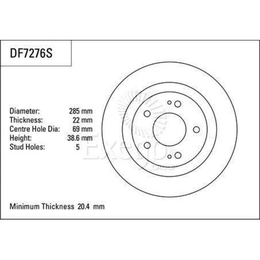 TRW Disc Brake Rotor 285mm DF7276S