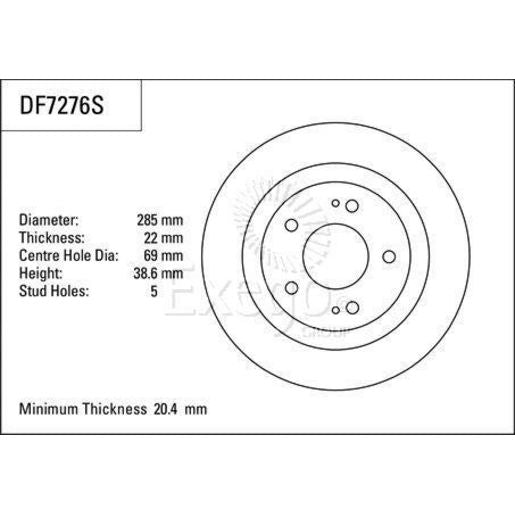 TRW Disc Brake Rotor 285mm DF7276S