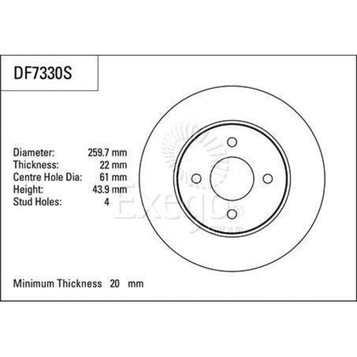 TRW Brake Rotor Single 259.7mm Front DF7330S