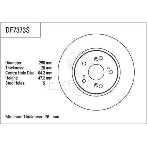 TRW Disc Brake Rotor 296mm DF7373S