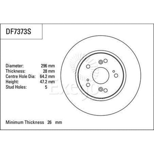 TRW Disc Brake Rotor 296mm DF7373S