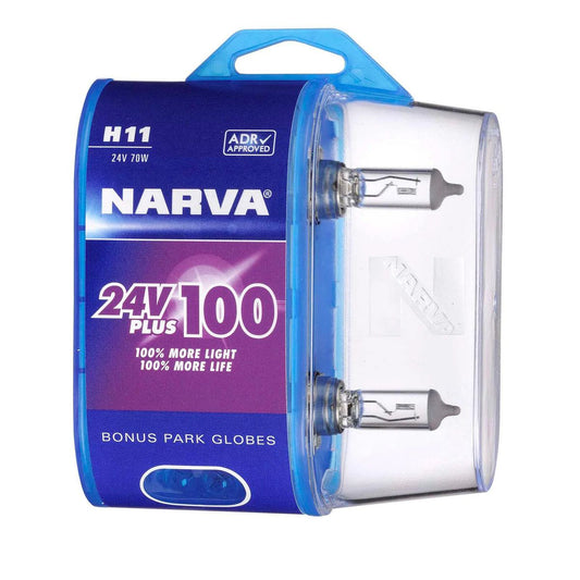 Narva H11 Plus 100 Globe 24V 70W Blister Twin Pack 48740BL2