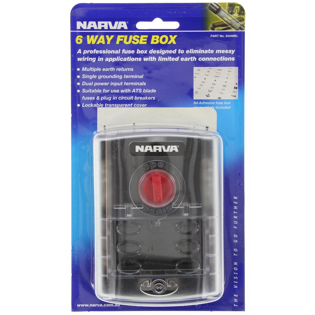Narva Blade ATS Fuse Box With Cover 6 Way 54446BL