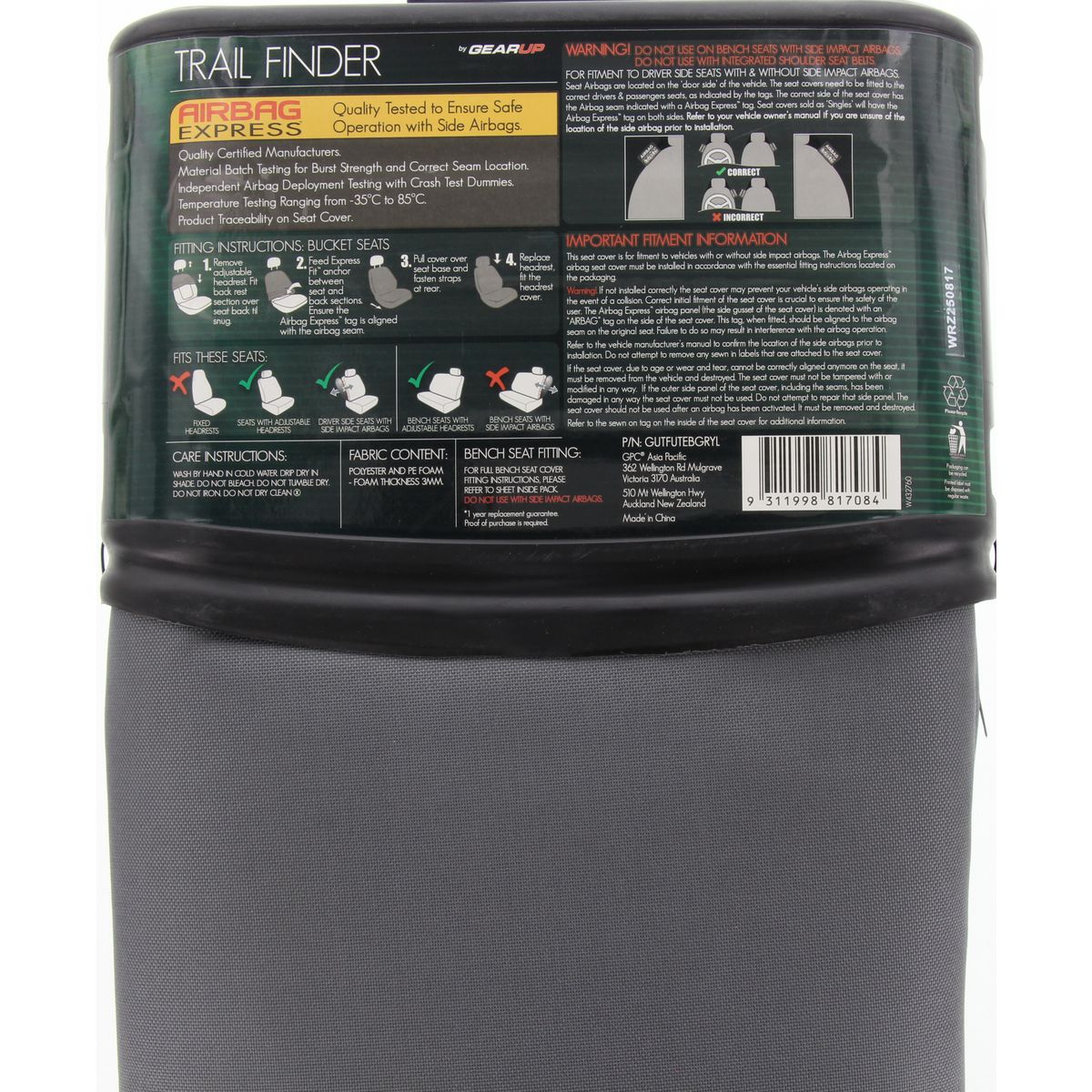 Gearup Trail Finder Ute Seat Covers 60 Grey GUTFUTEBGRYL