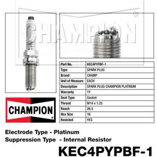 Champion Platinum Spark Plug KEC4PYPBF-1