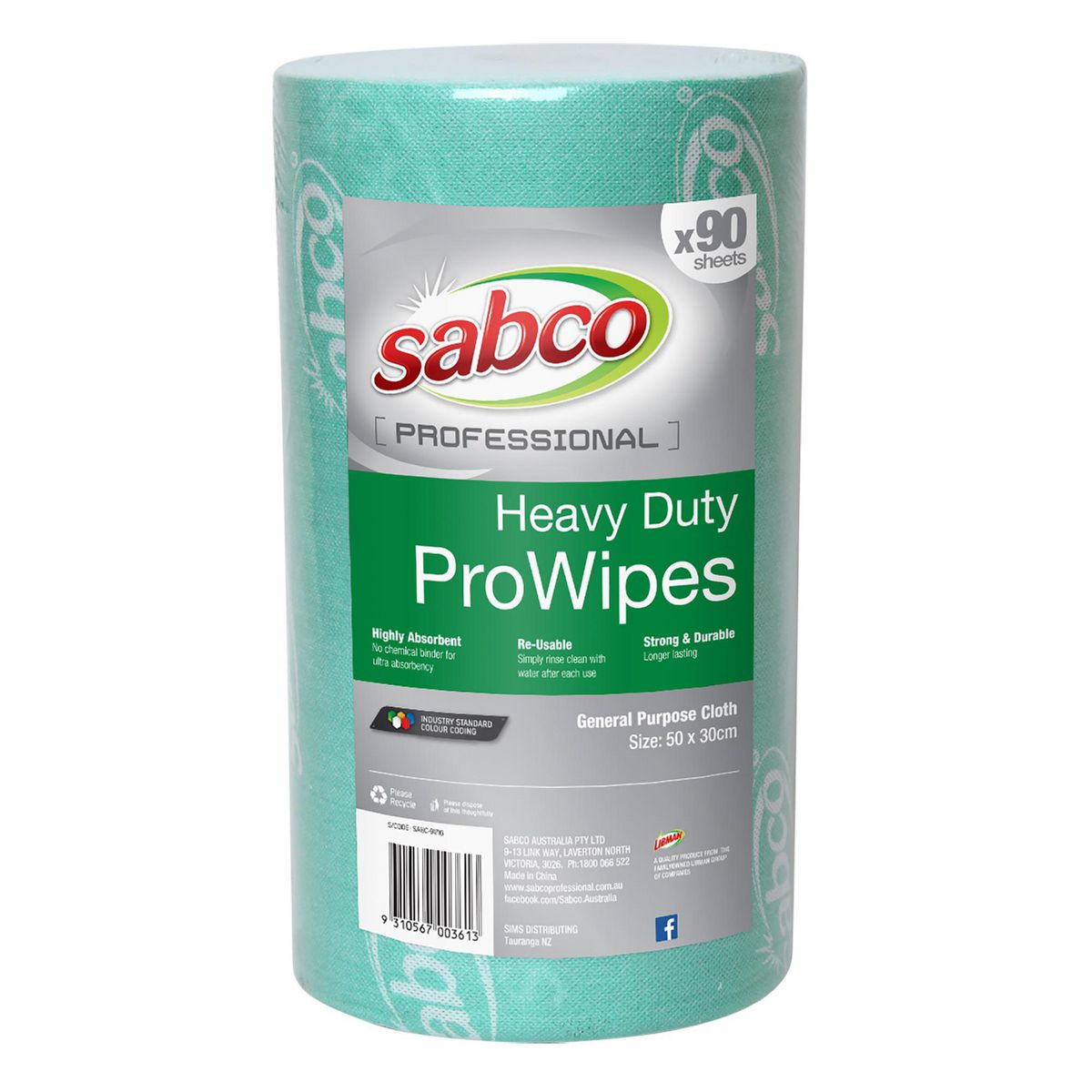 Sabco Prowipes H/D Roll 45Mx30cm Green SABC-9171G