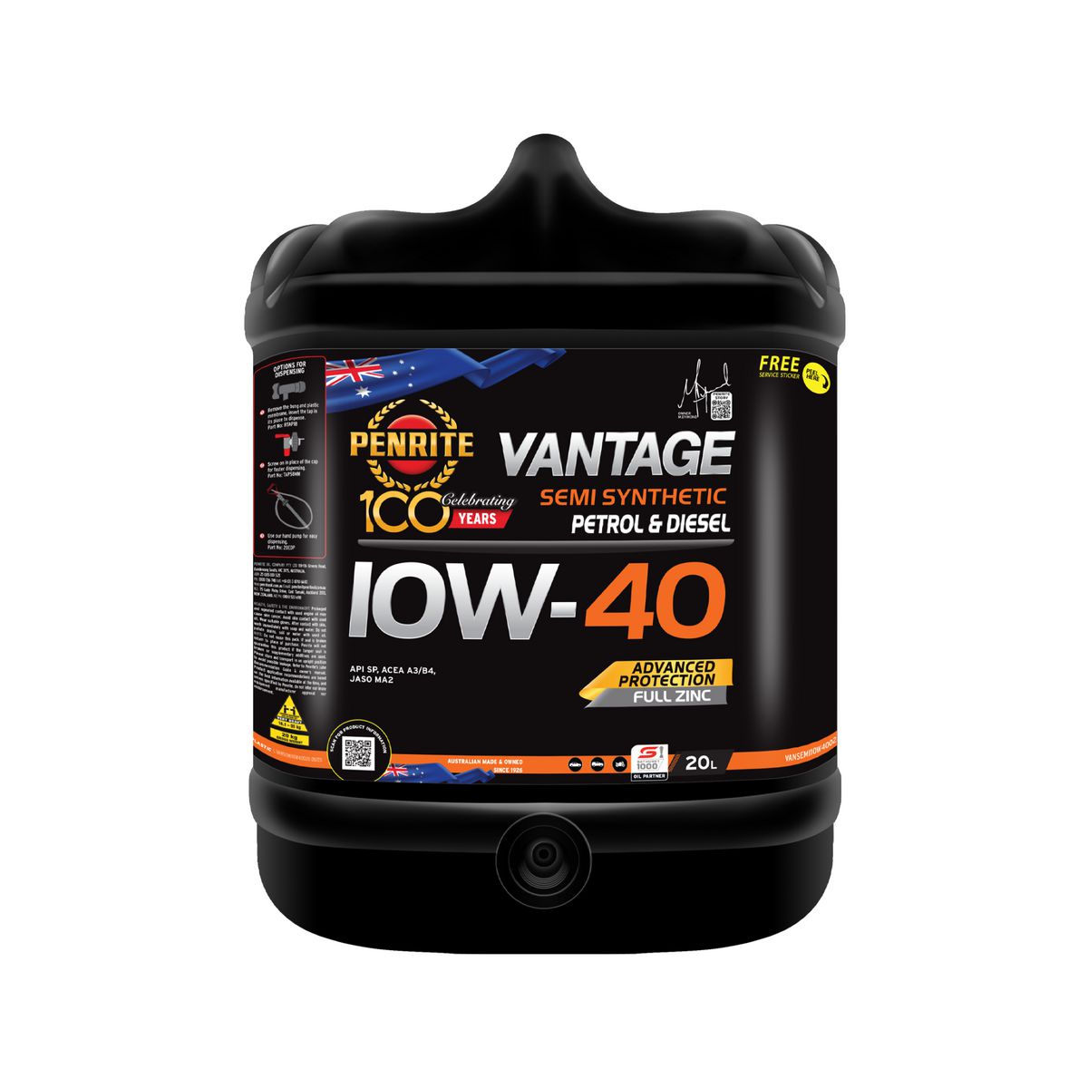 Penrite Vantage Semi Synthetic 10W-40 Engine Oil 20L