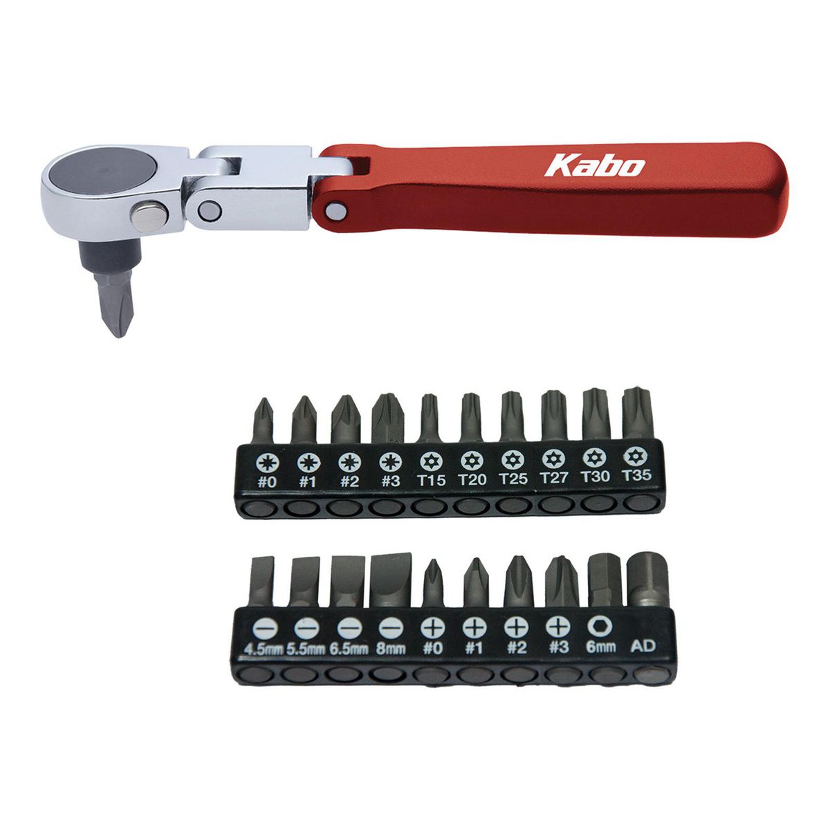 Kabo Aluminium Ratchet Bit Driver W/Bit Holder 20 Bits AL-BTH21