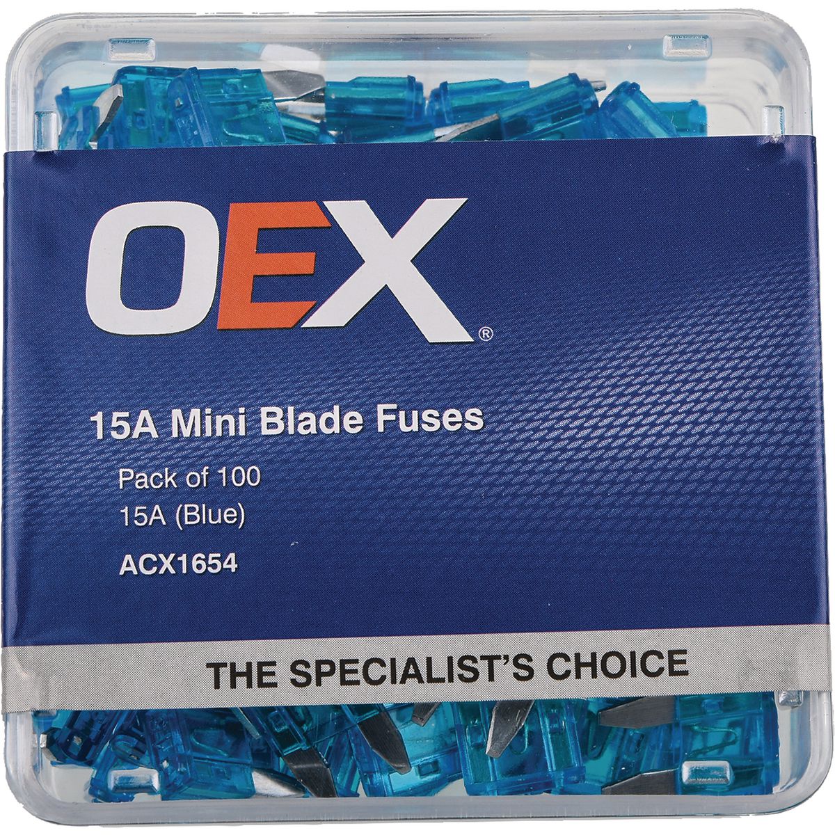 OEX Fuse Mini Blade 15A Blue (Pack of 100) ACX1654