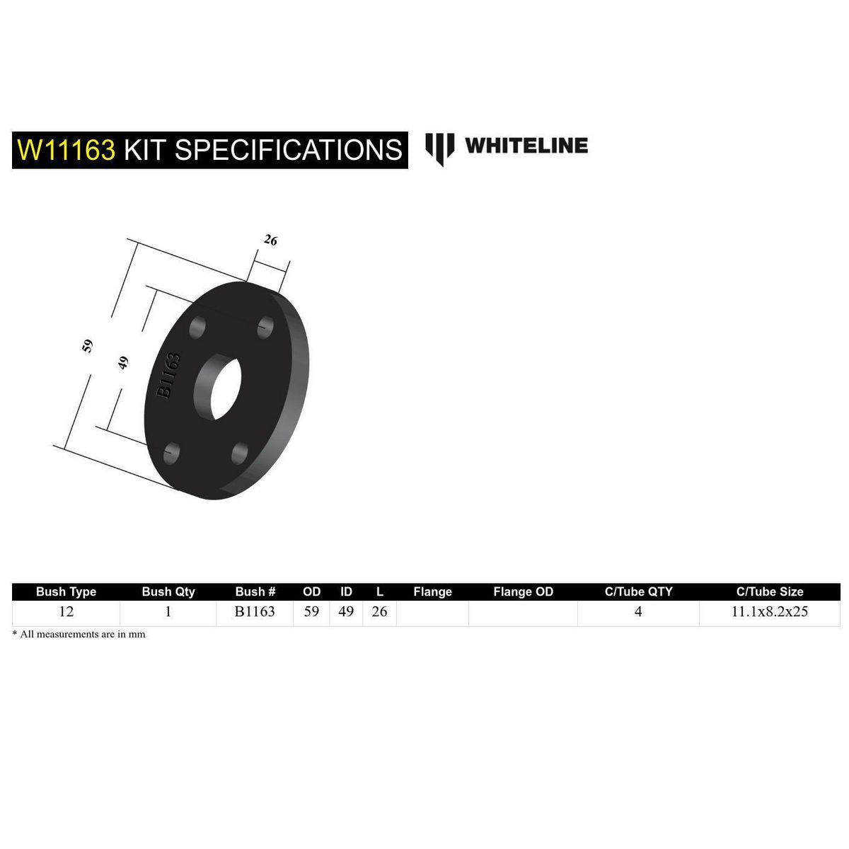 Whiteline W11163 Steering Coupling Bushing