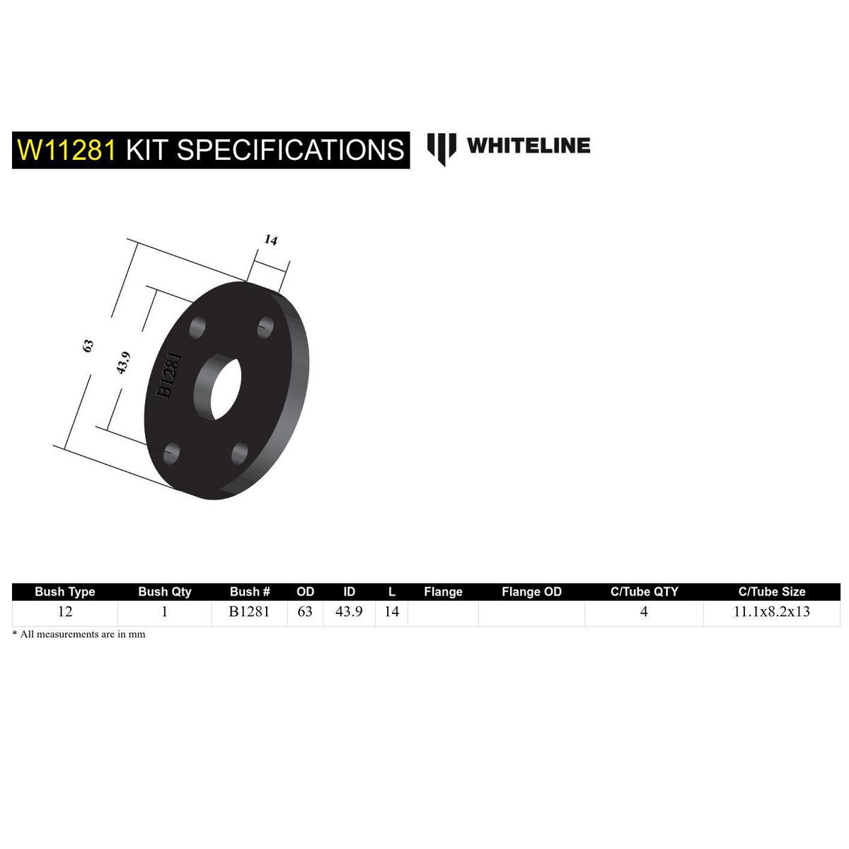 Whiteline W11281 Steering Coupling Bushing