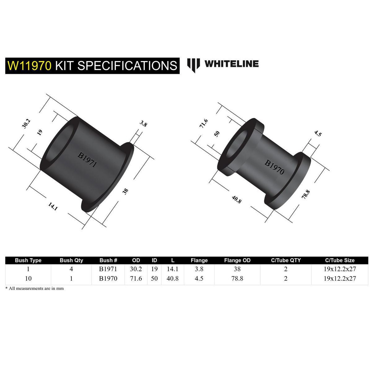 Whiteline W11970 Steering Rack And Pinion Mount Bushing