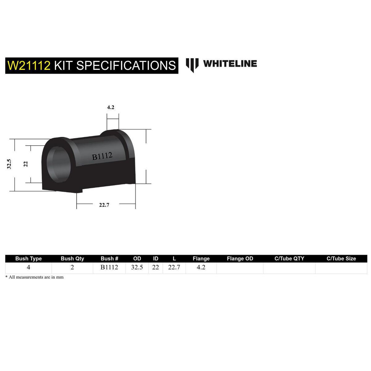Whiteline W21112 Sway Bar Mount Bushing