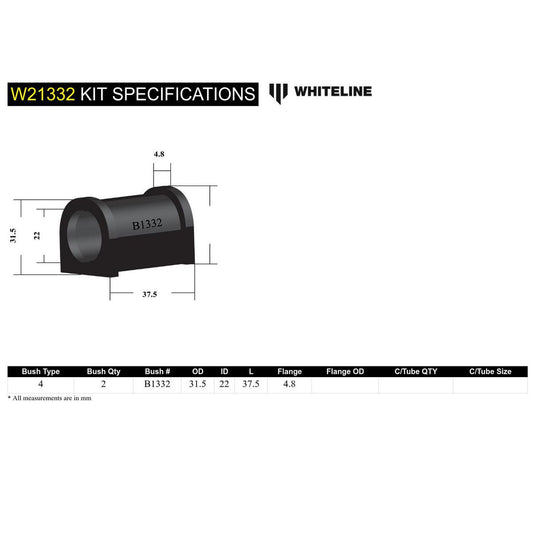 Whiteline W21332 Sway Bar Mount Bushing