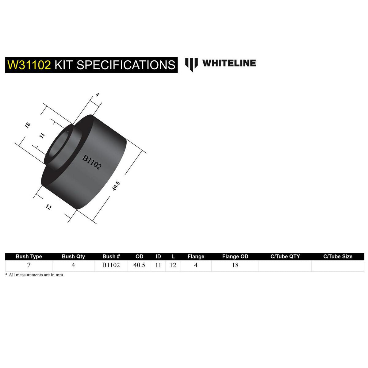 Whiteline W31102 Shock Absorber Upper Bushing