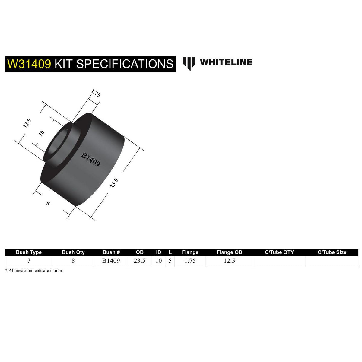 Whiteline W31409 Shock Absorber Lower Bushing