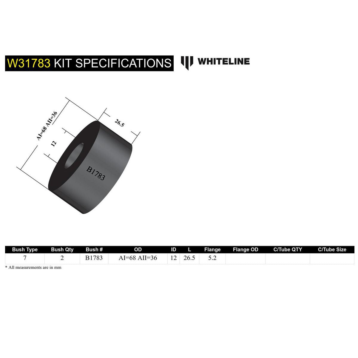 Whiteline W31783 Shock Absorber Upper Bushing