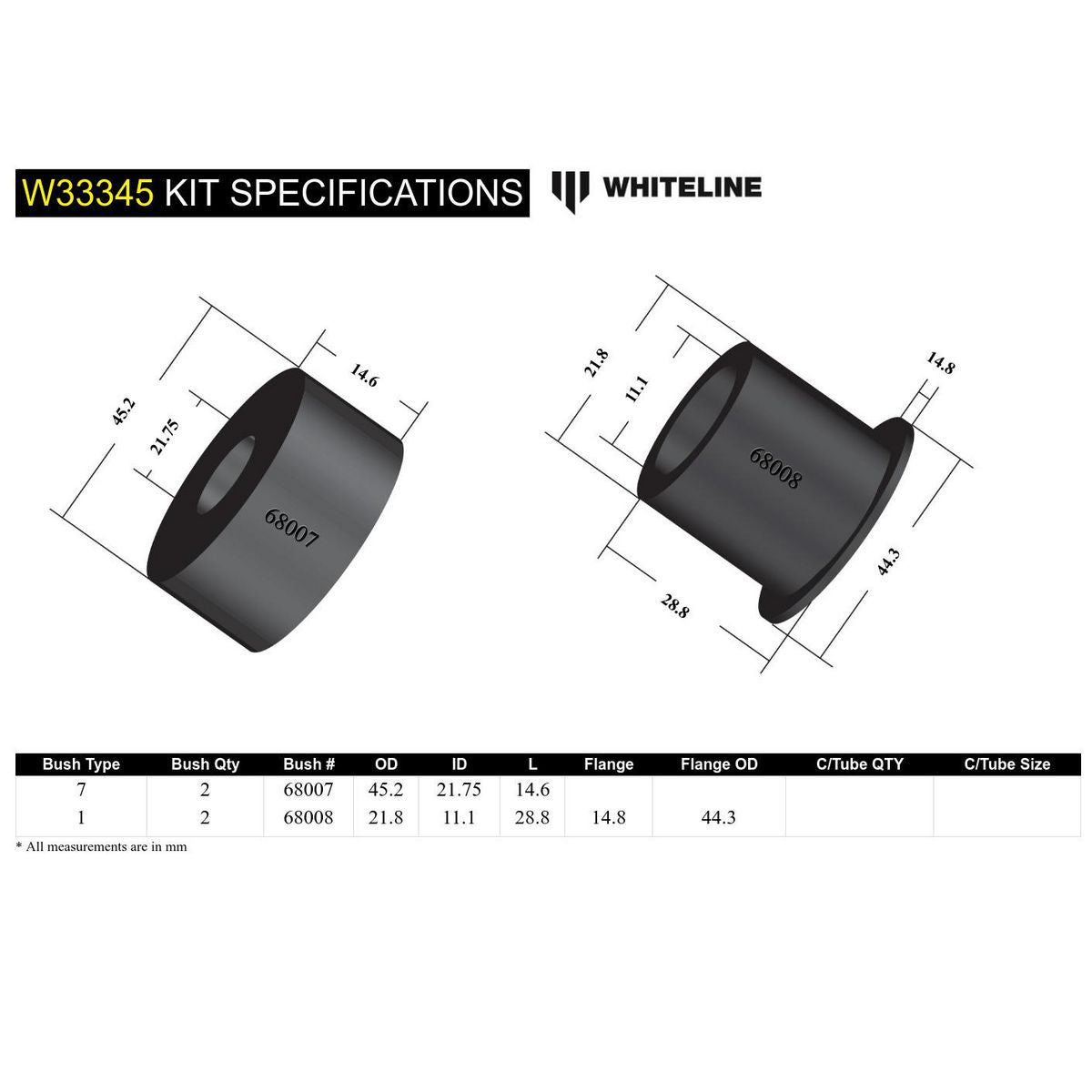 Whiteline W33345 Shock Absorber Upper Bushing