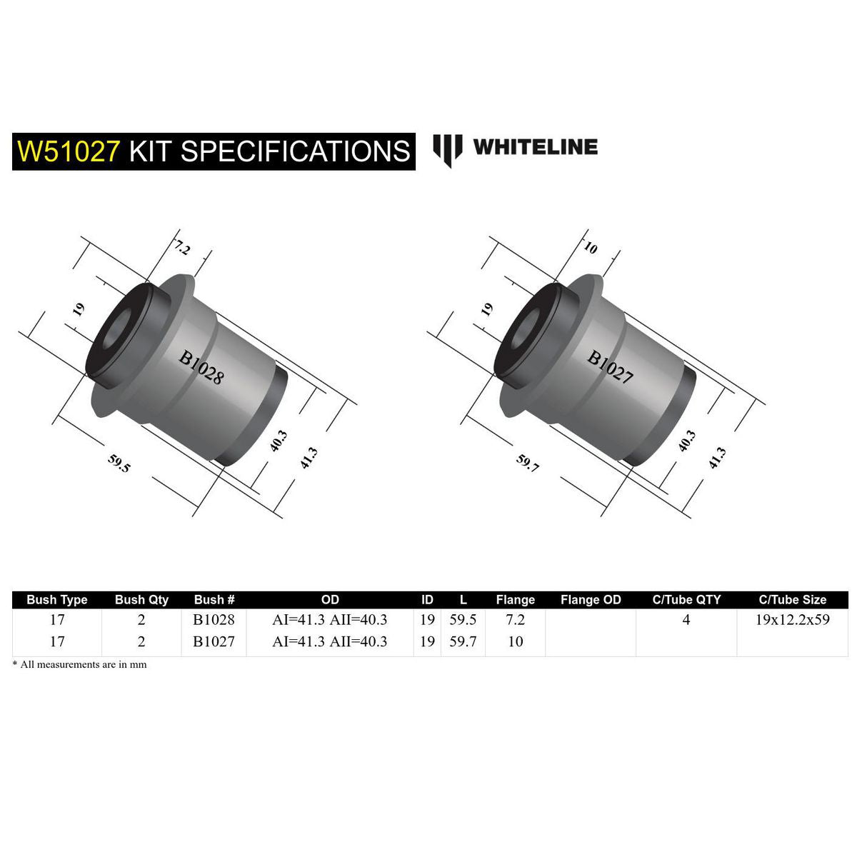 Whiteline W51027 Control Arm Lower Inner Bushing