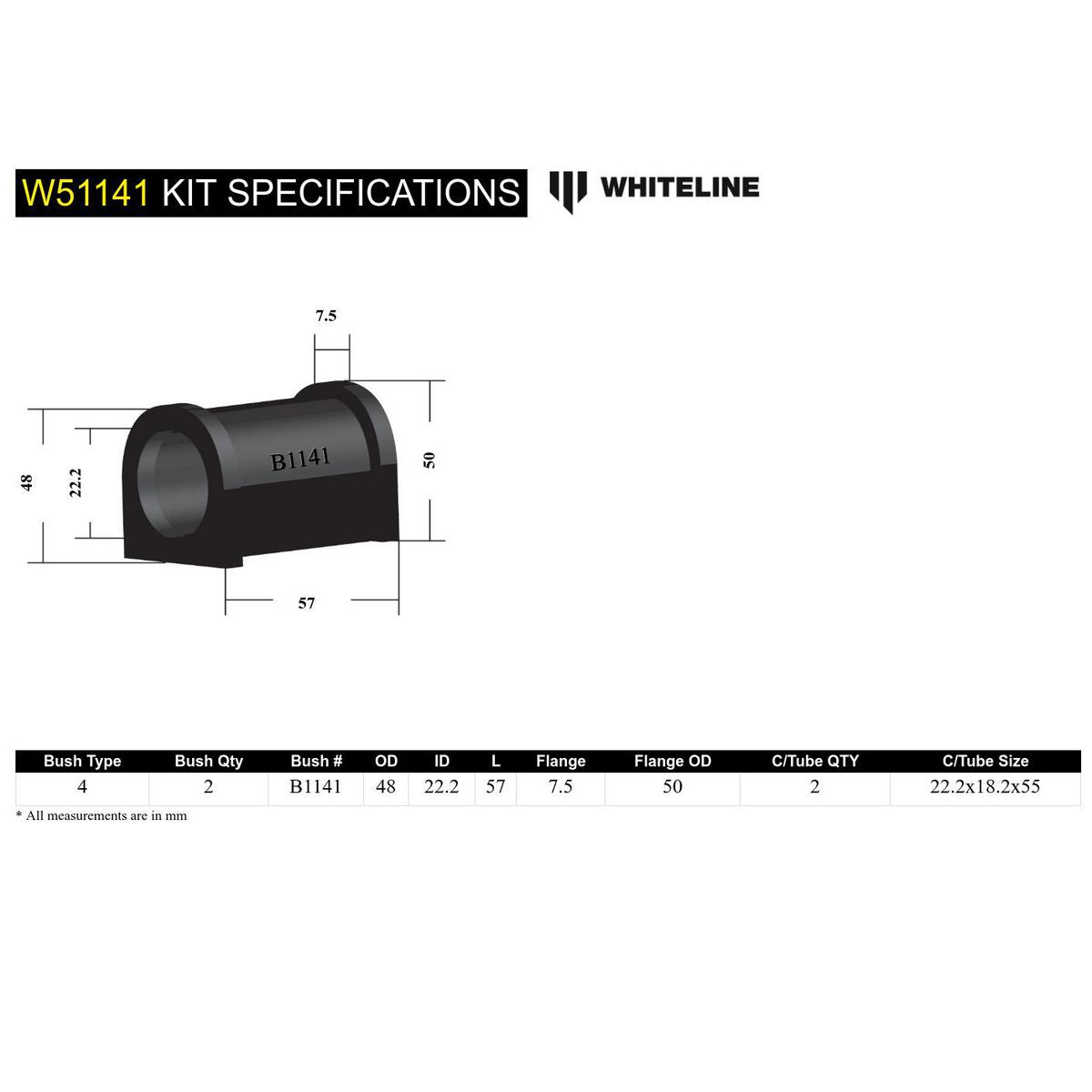 Whiteline W51141 Control Arm Lower Inner Rear Bushing