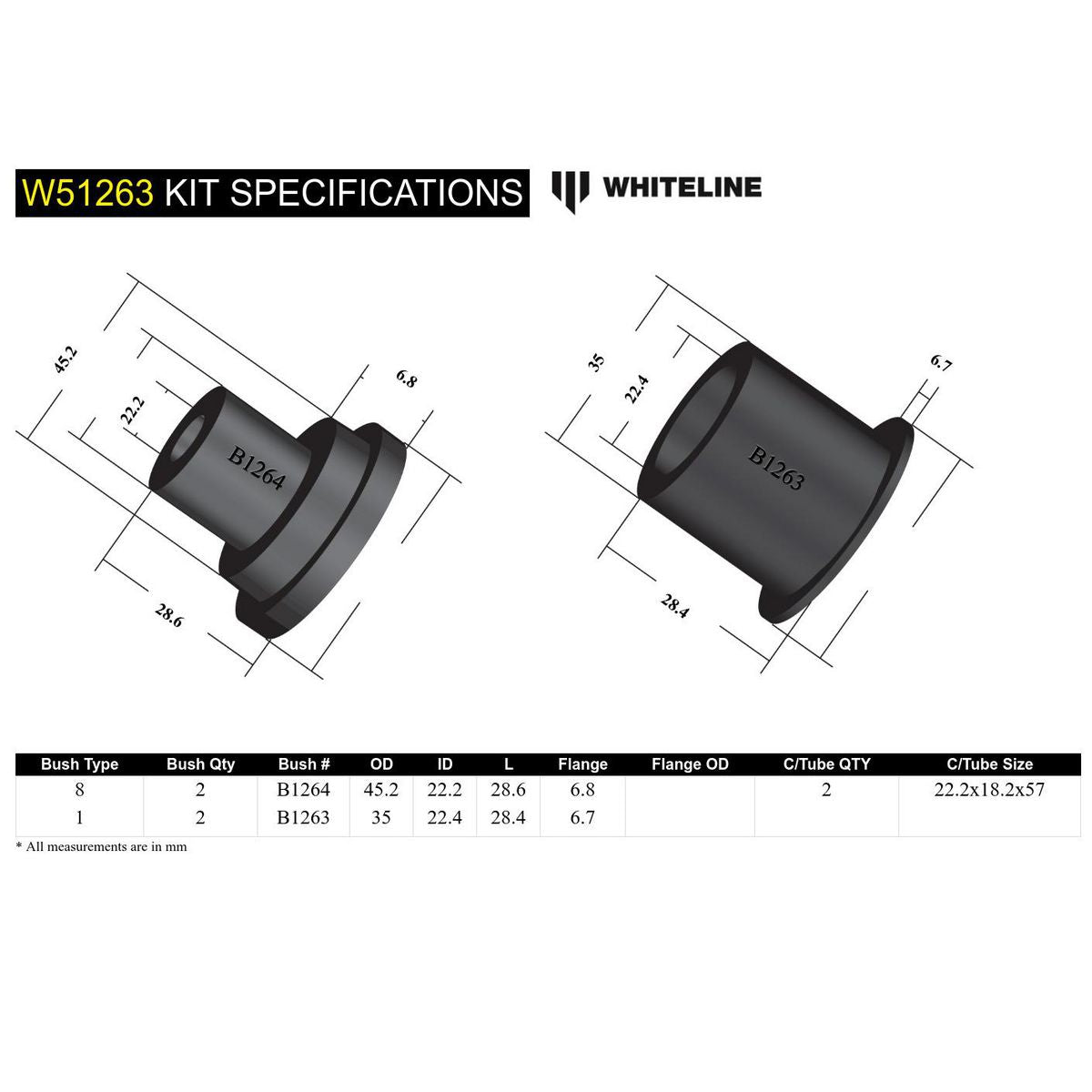 Whiteline W51263 Control Arm Lower Inner Rear Bushing