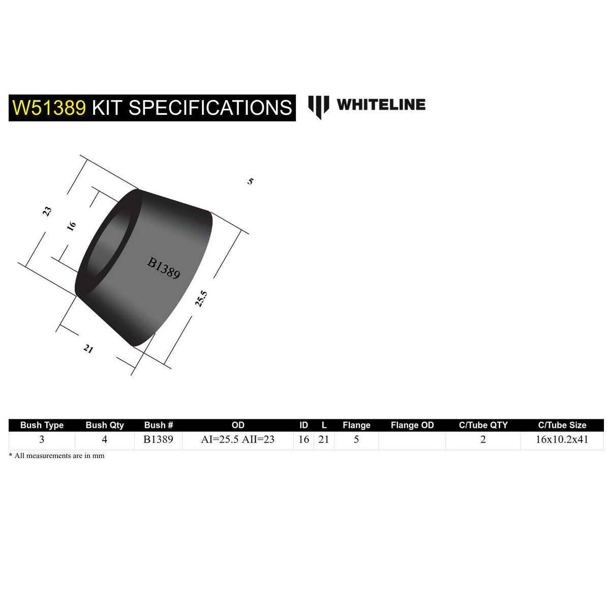 Whiteline W51389 Control Arm Lower Inner Bushing
