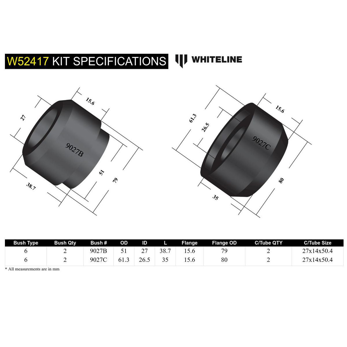 Whiteline W52417 Control Arm Lower Inner Rear Bushing