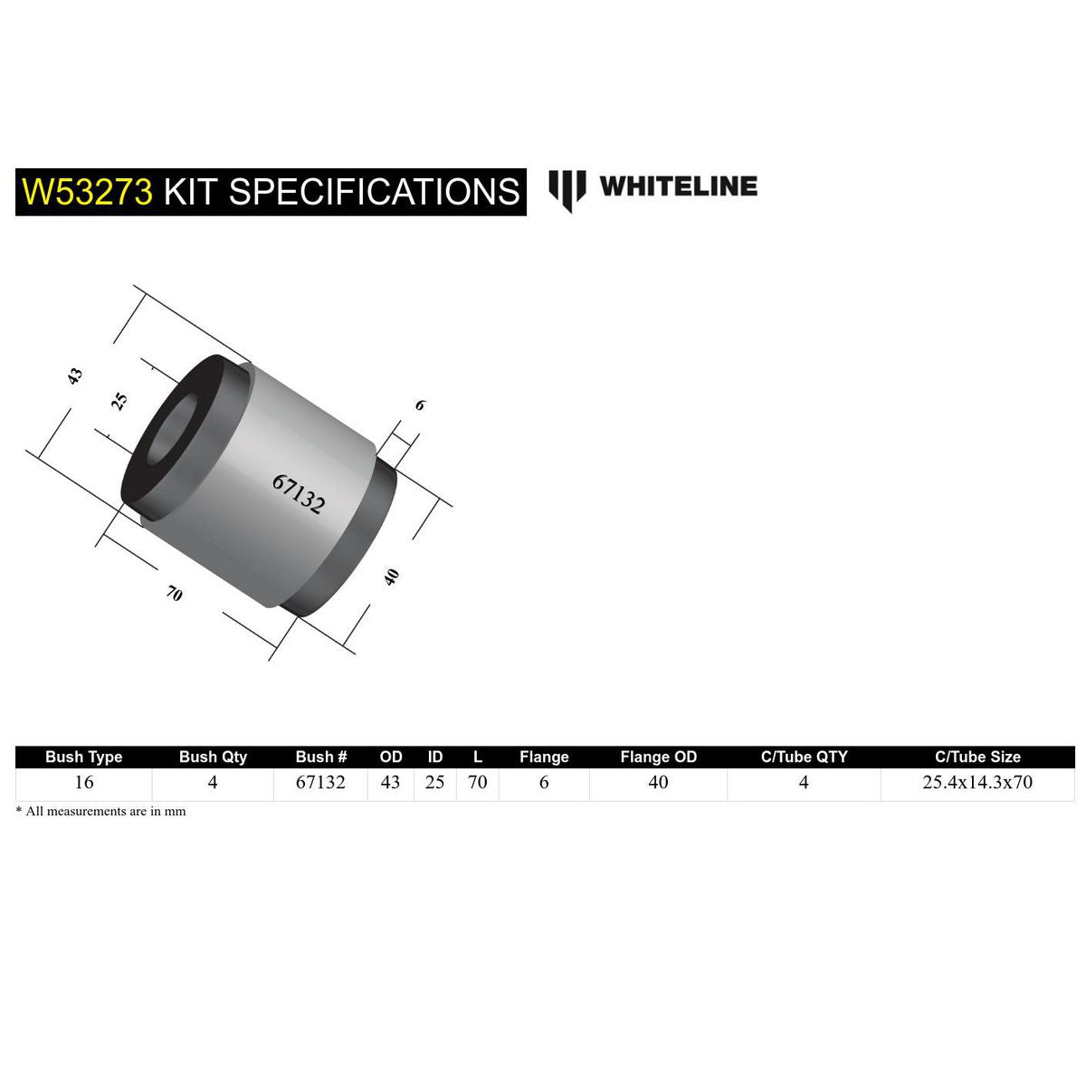 Whiteline W53273 Control Arm Lower Inner Bushing