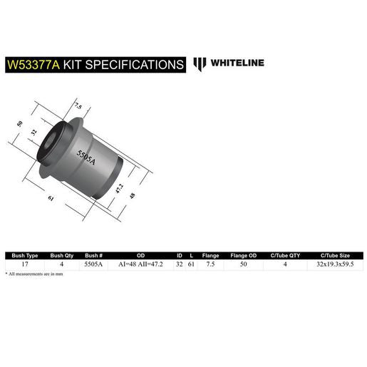 Whiteline W53377A Control Arm Lower Inner Bushing