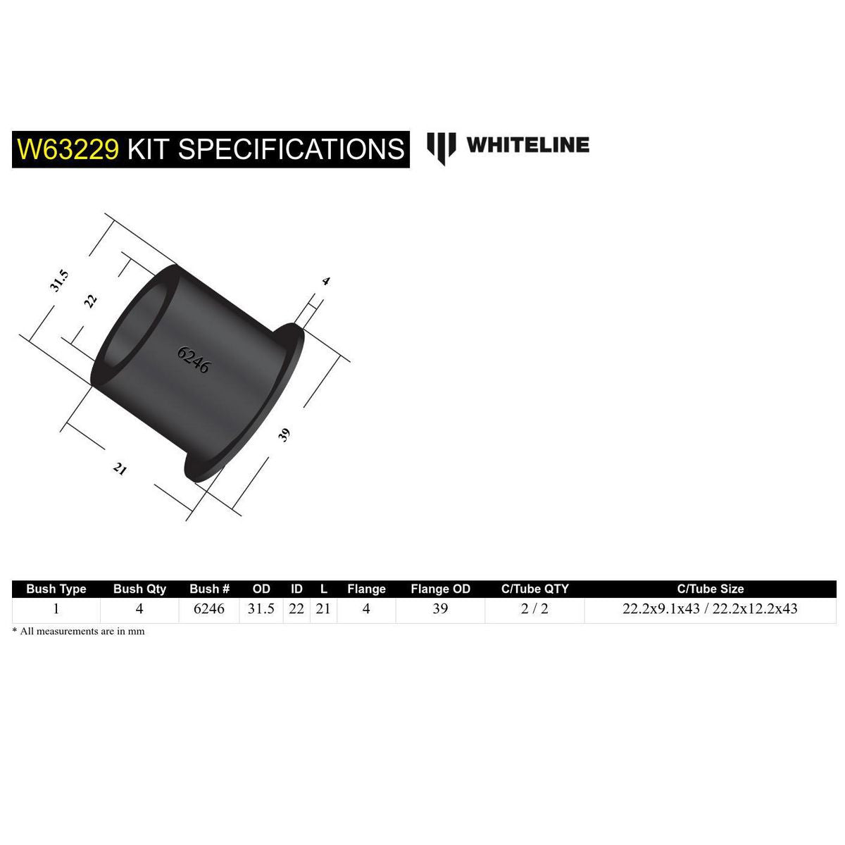 Whiteline W63229 Toe Link Bushing