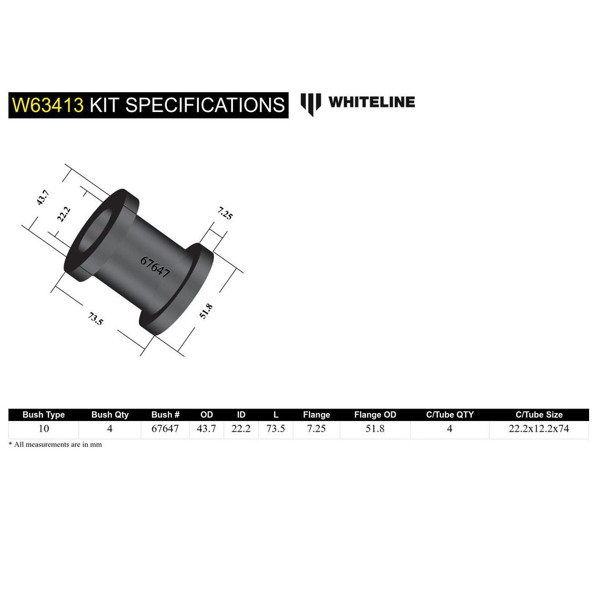 Whiteline W63413 Trailing Arm Bushing