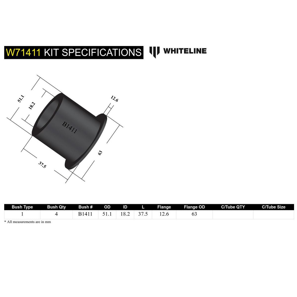 Whiteline W71411 Spring Eye Front Bushing