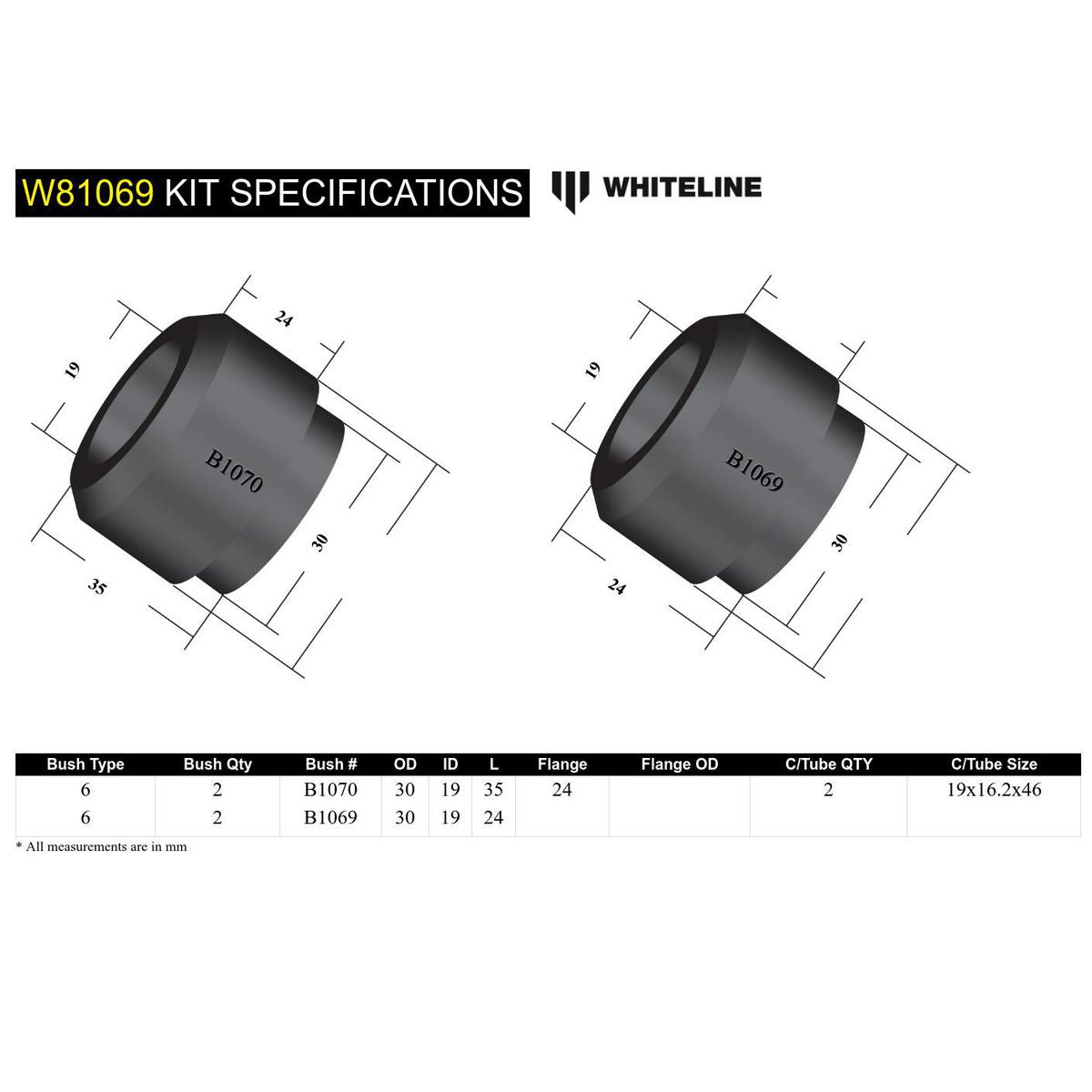 Whiteline W81069 Strut Rod To Chassis Bushing
