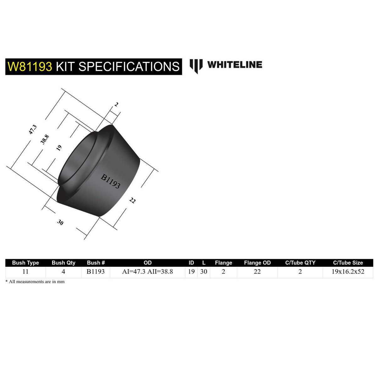 Whiteline W81193 Strut Rod To Chassis Bushing