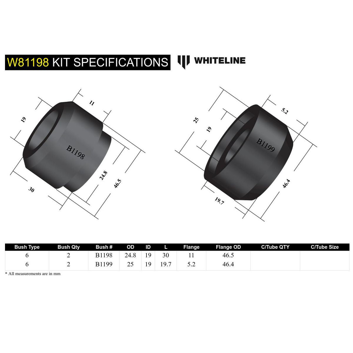 Whiteline W81198 Strut Rod To Chassis Bushing