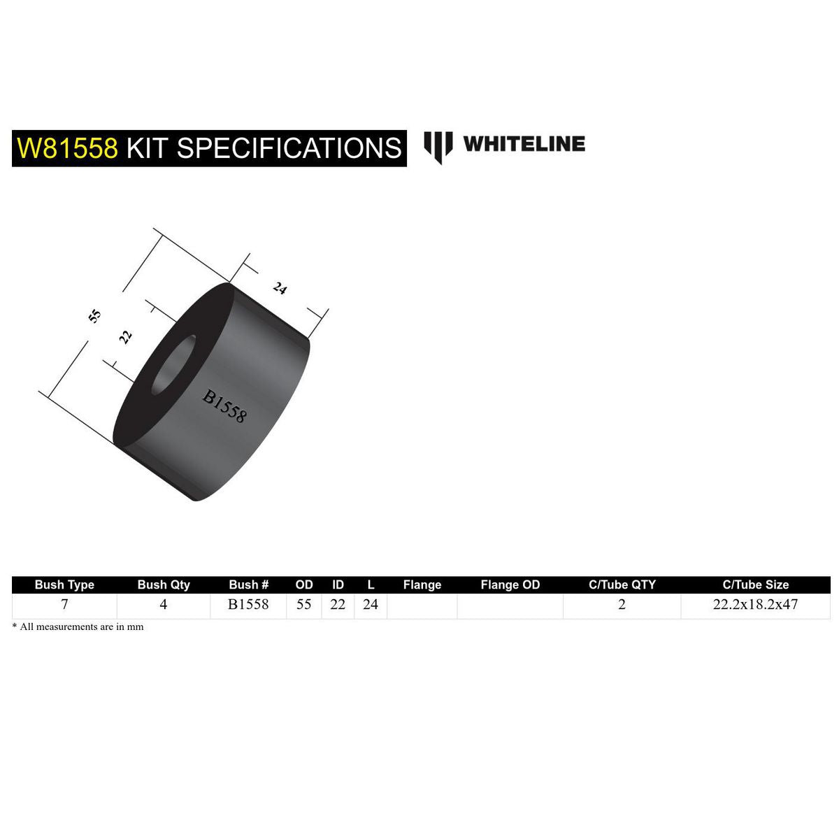 Whiteline W81558 Strut Rod To Chassis Bushing