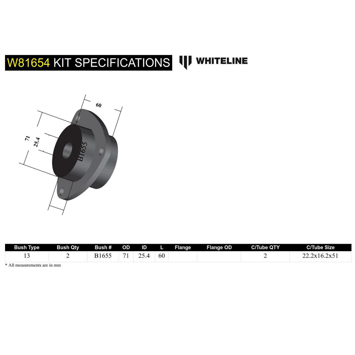 Whiteline W81654 Trailing Arm Lower Front Bushing