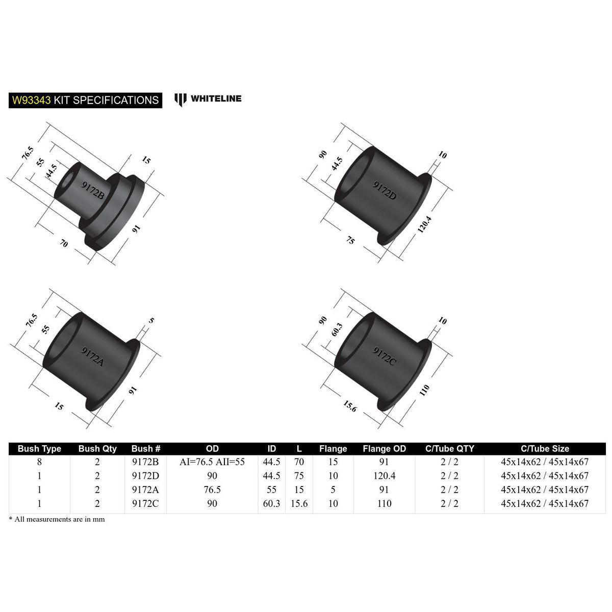 Whiteline W93343 Subframe Mount Bushing