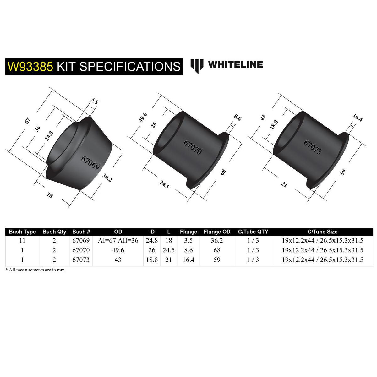 Whiteline W93385 Differential Mount Bushing