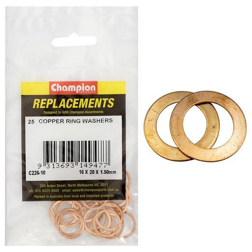 Champion Fasteners Flat Copper M16 X 20 X 1.5mm Washer C226-10