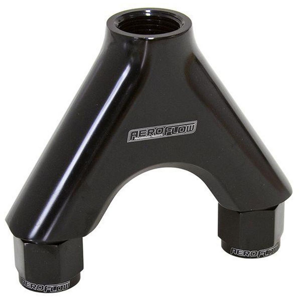 Aeroflow AF939-08-10BLK Billet Y-Piece 2X -8AN Female To 1X -10ORB Black