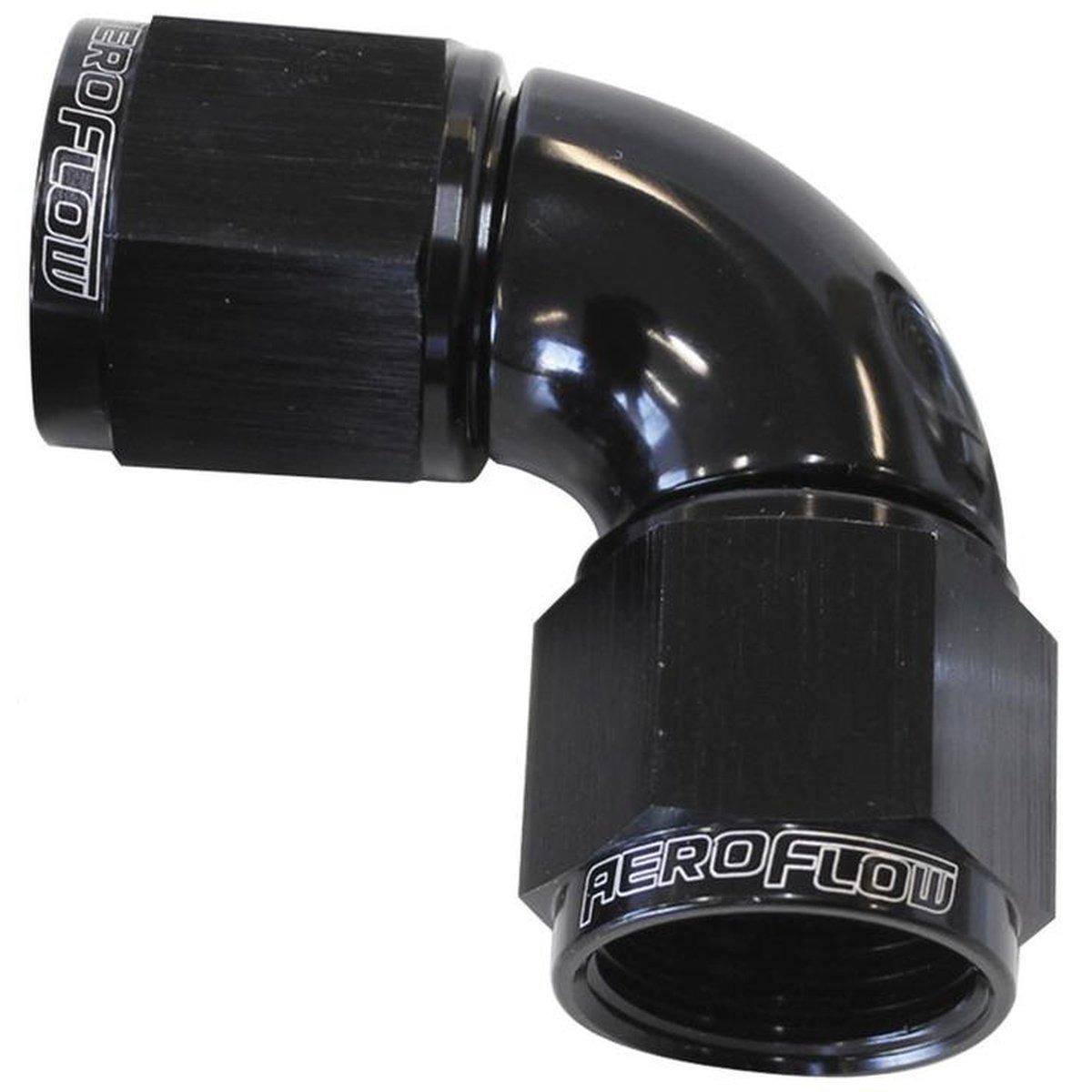 Aeroflow AF583-10BLK -10AN 90 Deg Swivel Coupler Black Billet Full Flow 1 Piece AF583-10BLK
