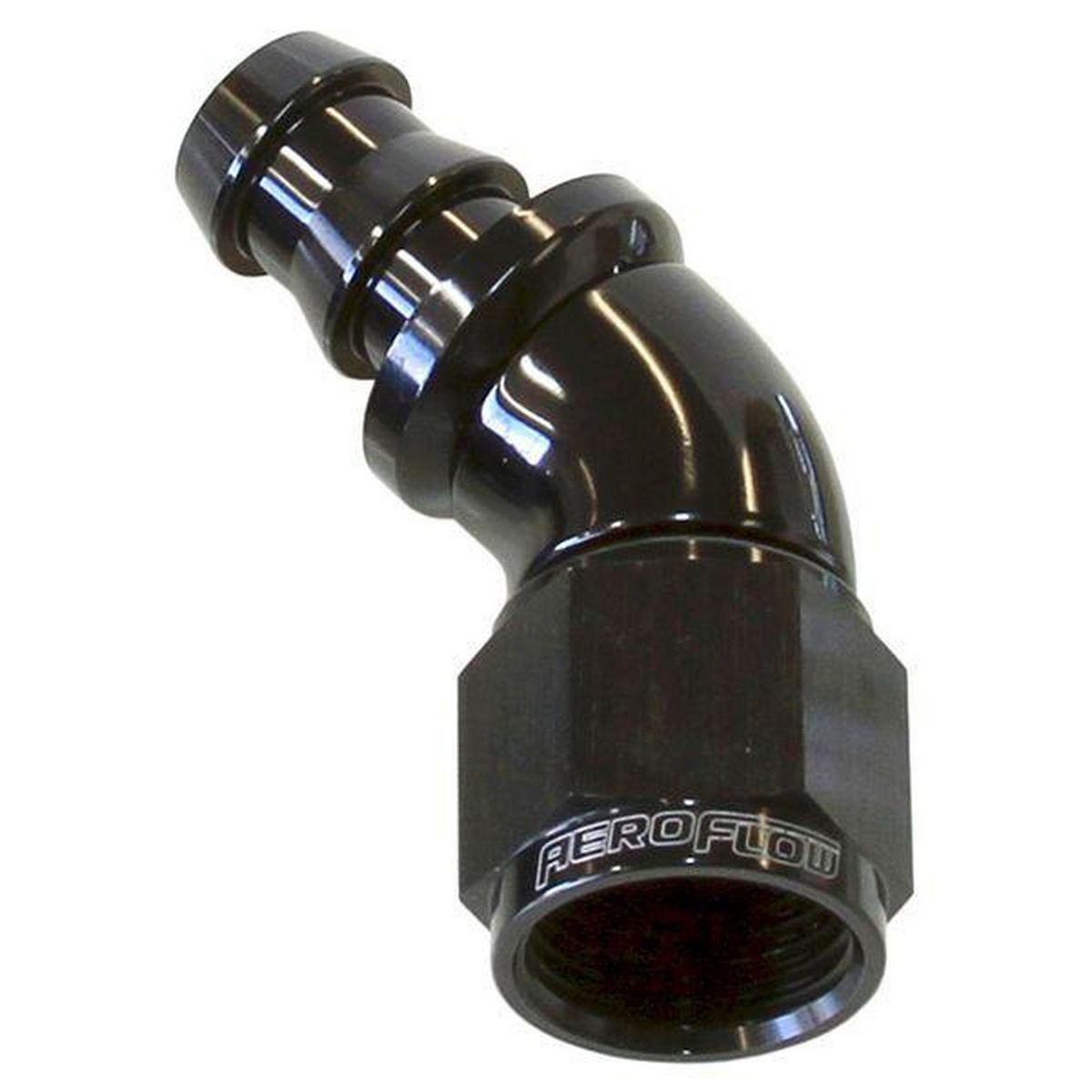Aeroflow AF512-08BLK -8AN 45 Black Full Flow Push Lock AF512-08BLK