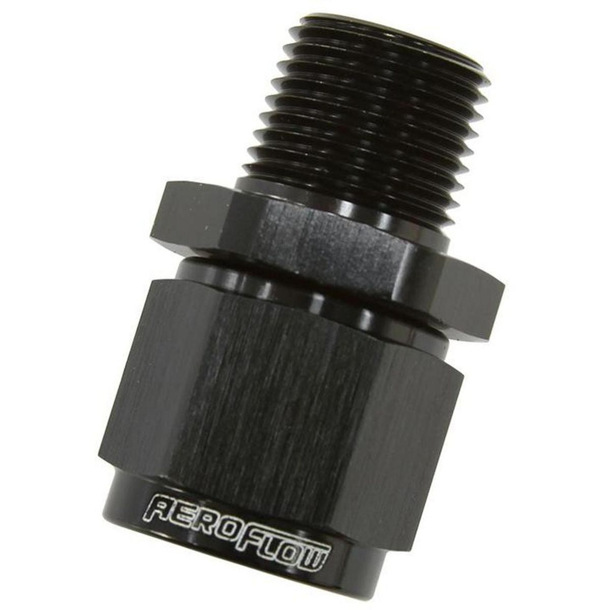 Aeroflow AF916-06-02BLK 1/8" Npt To -6AN Female Nut Black Straight Swivel Nut