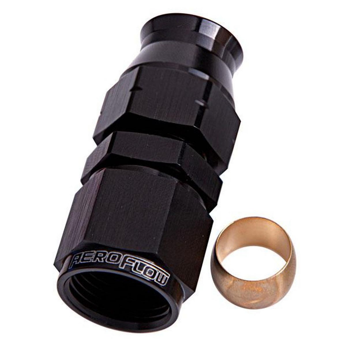 Aeroflow AF109-06BLK 3/8" Hard Line To -6AN Female Adapter Black W/ Olive