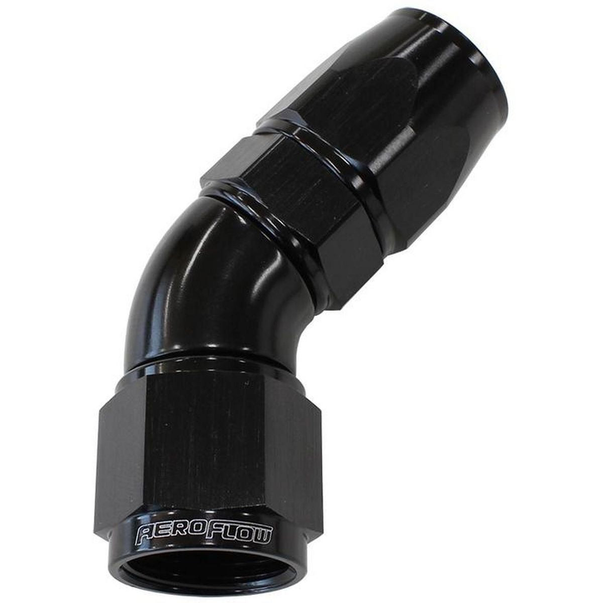 Aeroflow AF572-08DBLK 45 Deg -8AN Full Flow Teflon Hose End Black 1 Piece Fullflo AF572-08DBLK