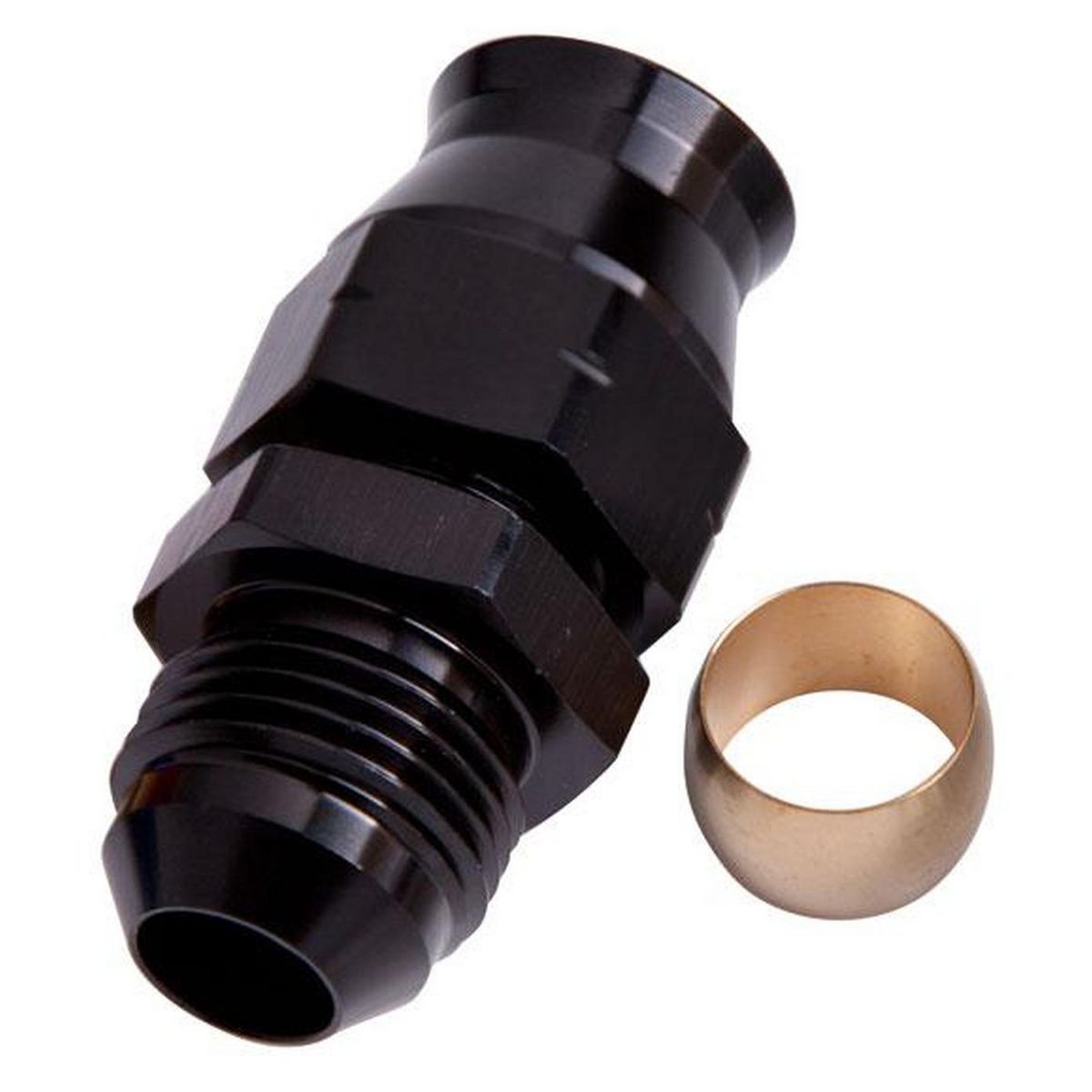 Aeroflow AF108-08BLK 1/2" Hard Line To -8AN Male Adapter Black W/ Olive