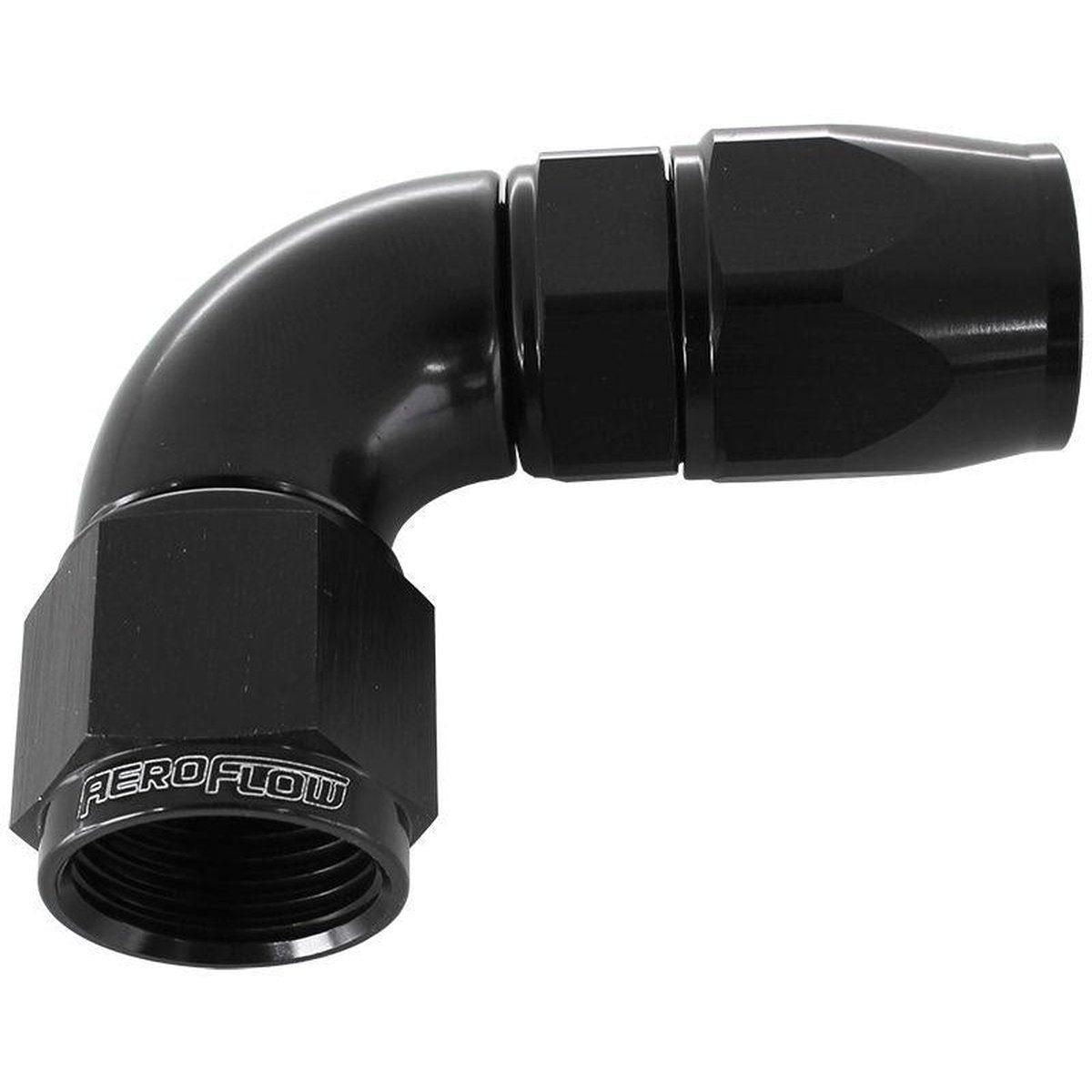 Aeroflow AF573-04DBLK 90 Deg -4AN Full Flow Teflon Hose End Black 1 Piece Fullflo AF573-04DBLK